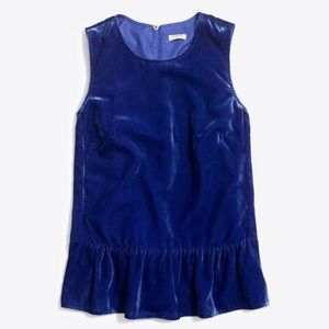 J. Crew Blue Velvet Peplum Tank